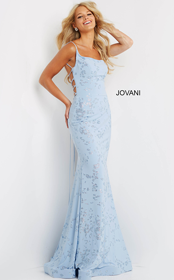 Jvn06202 Light Blue Jersey One Shoulder Prom Dress